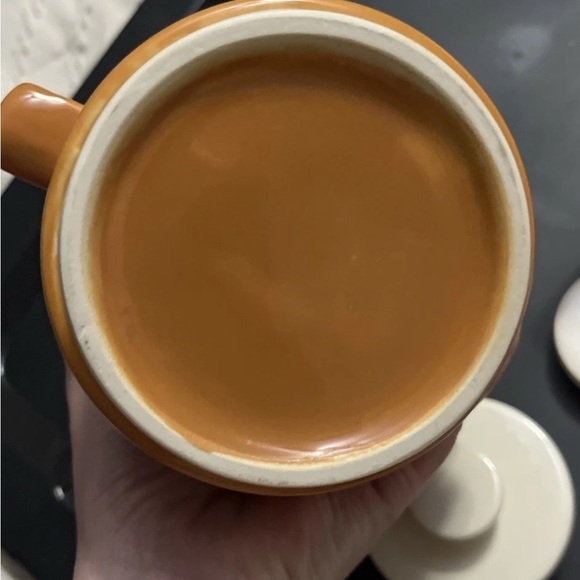 Vintage Homer Laughlin Butterscotch Orange Coffee Pot & Creamer Set MCM - Picture 9 of 13